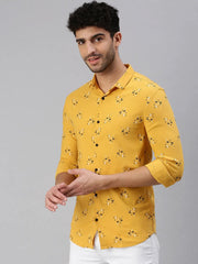 Men Yellow Printed Casual Shirt-STANDARDPRINT-1294-Yellow