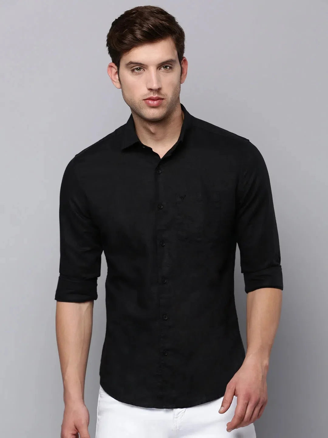 Black Cotton Mens Shirt | Solid Casual Shirt by DesiQlo