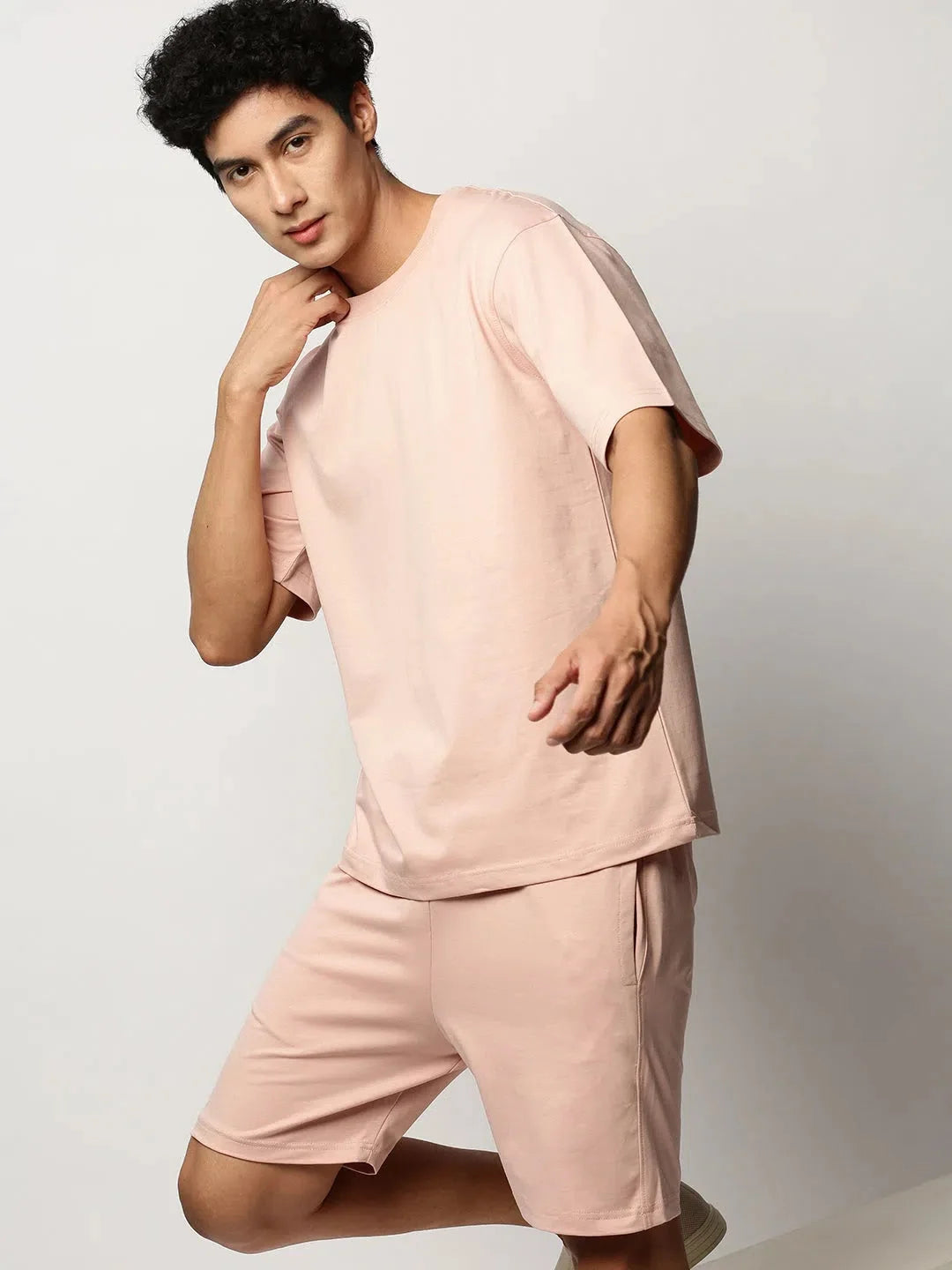 Men Peach Solid Casual Co ords-AR-CD-14-Peach