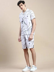 Men White Printed Casual Co ord Set-MARSHALL-1837-White