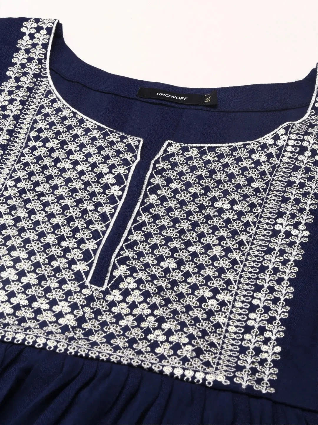 Navy Blue Printed Indian Kurta - Women's Designer Kurtas