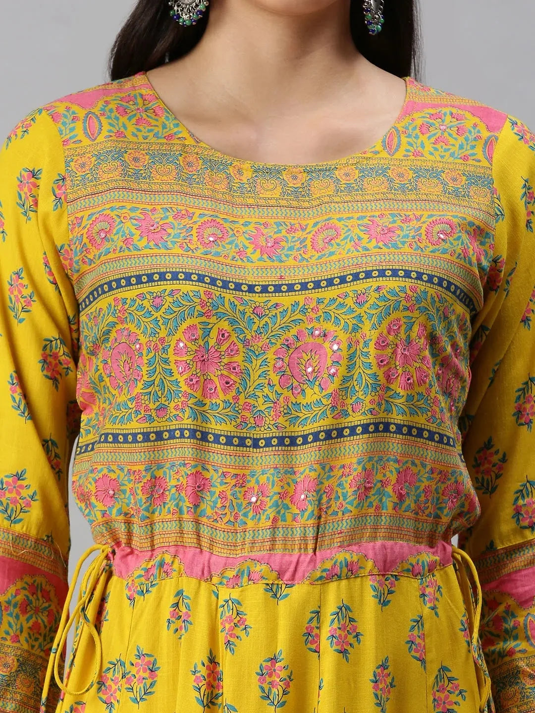 Yellow Printed Anarkali Kurta - Women's Anarkali Salwar Kameez