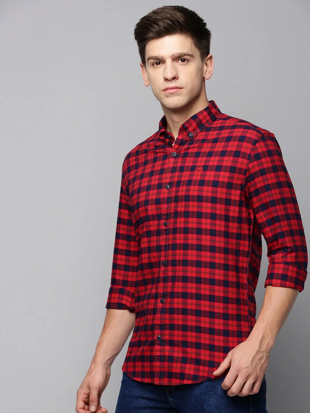 Red Checked Mens Shirt - Casual Cotton Shirt | DesiQlo