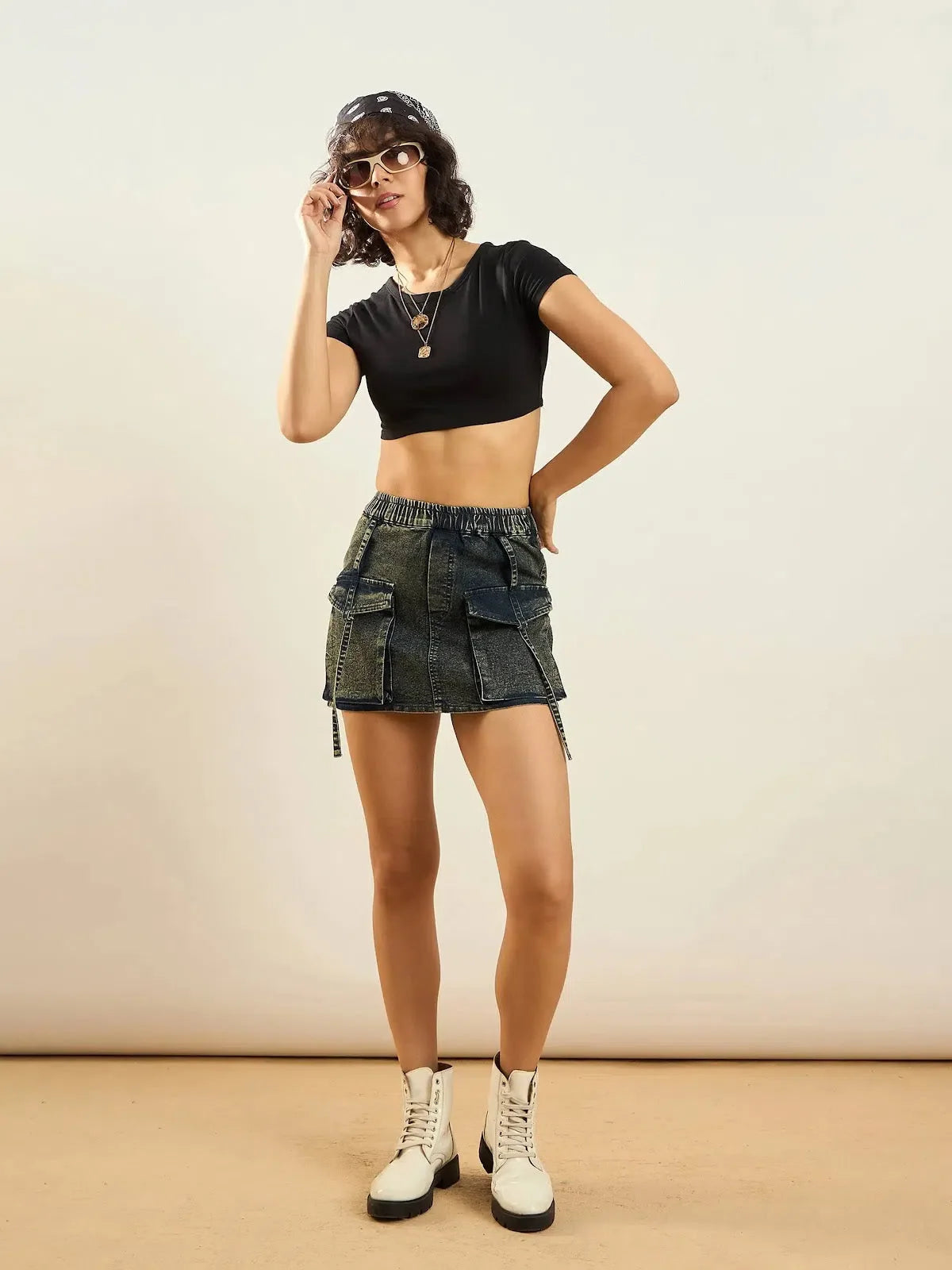Green Denim Mini Skirt - Women's Western Clothing Outfits