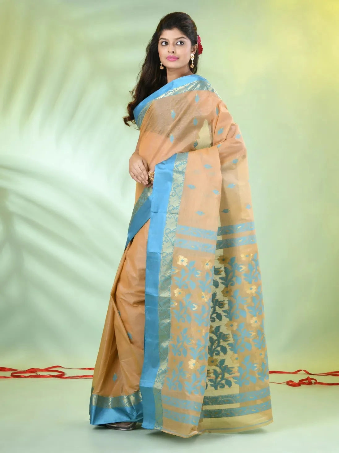 Beige Tussar Silk Saree | Indian Sari Elegance