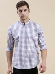 Men Purple Checked Casual Shirt-LAVINIA-1162-Lavender