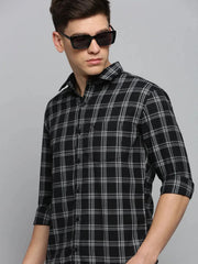 Men Black Checked Casual Shirt-DALTONCHECKS-4099-Black
