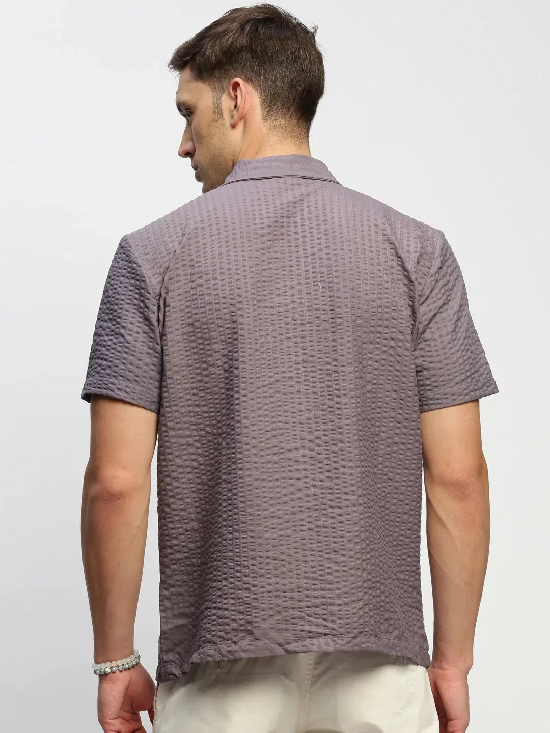 Men's Grey Solid Cotton Shirt | DesiQlo Formal Shirt Shop