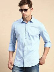 Men Blue Printed Casual Shirt-LUCASKNITS-4591-Blue