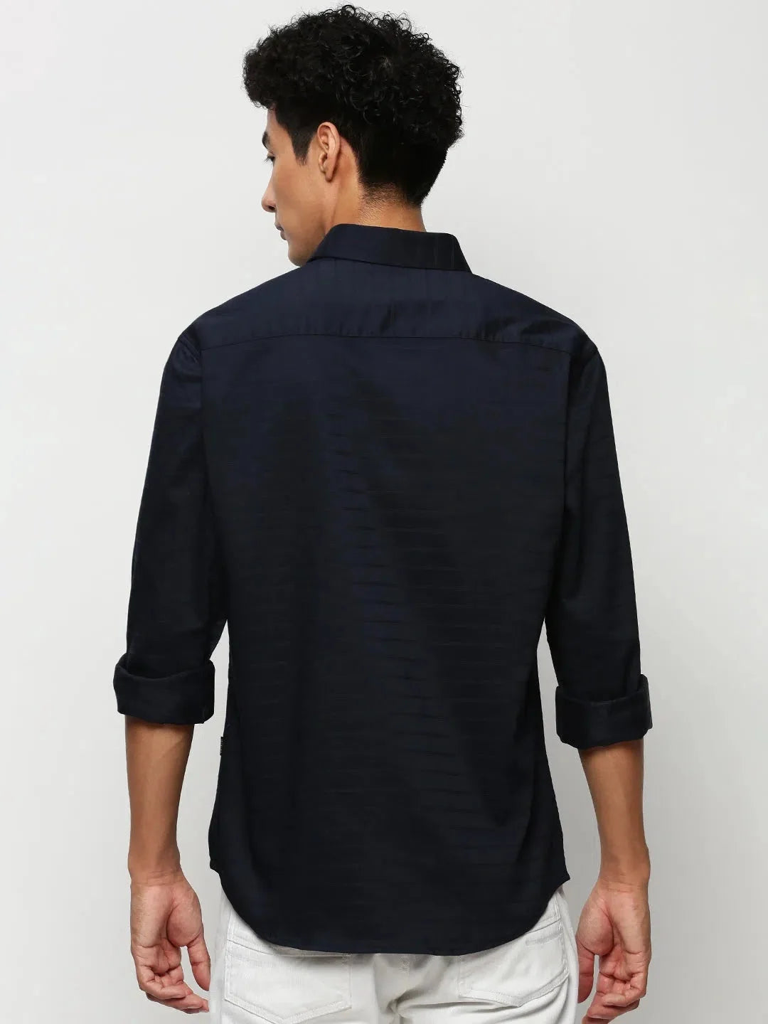 Navy Striped Cotton Mens Shirt | Casual Style by DesiQlo