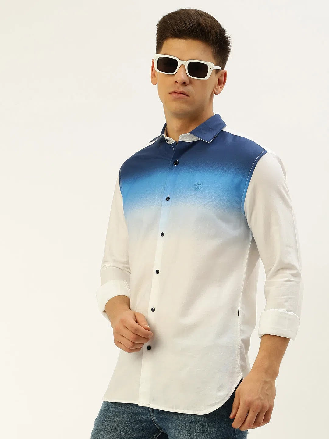 Men White Solid Casual Shirt-QUINN-3597-White