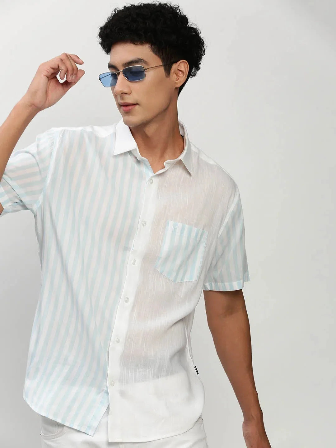 Men's White Striped Cotton Casual Shirts | DesiQlo