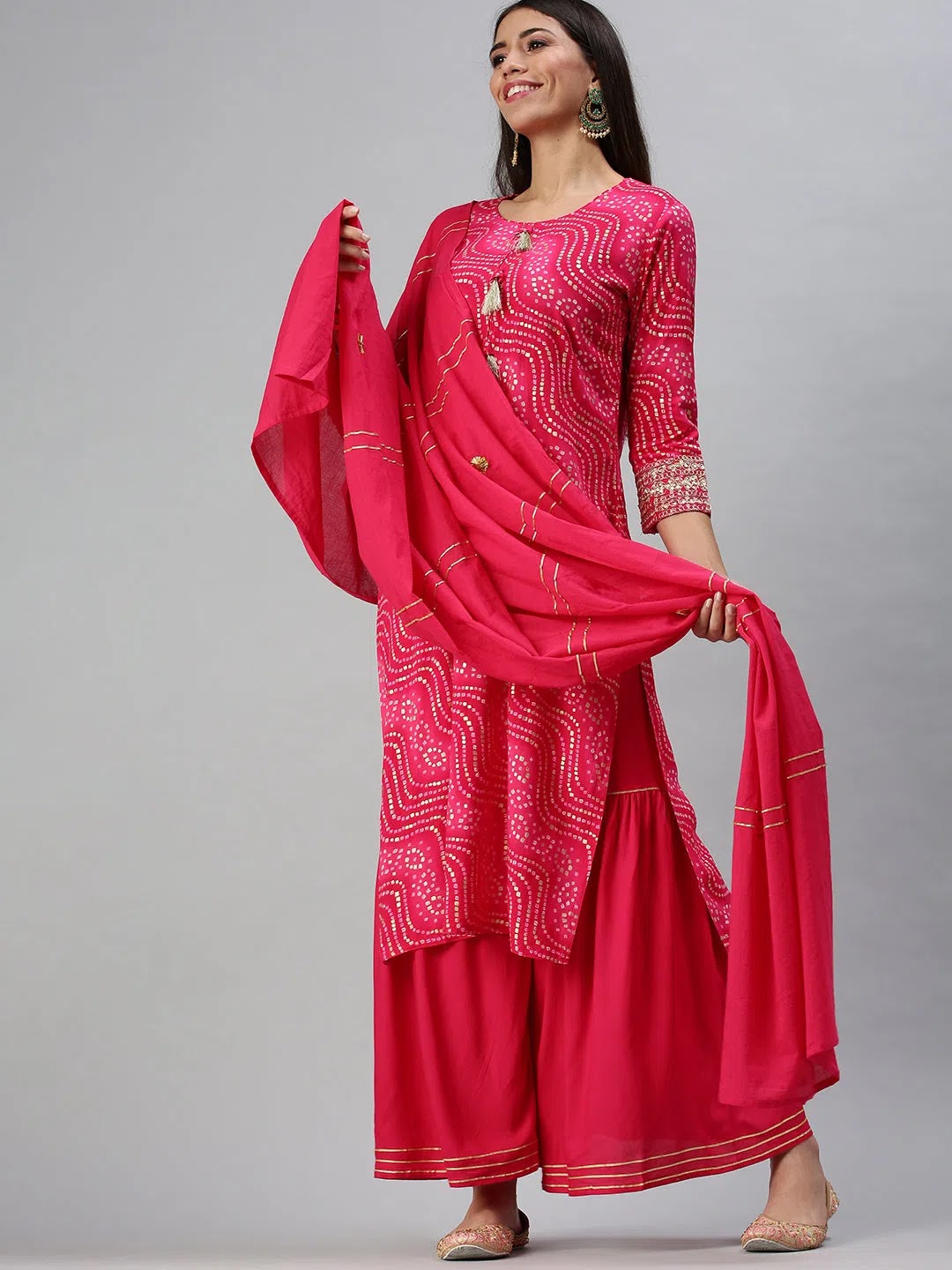 Magenta Printed Kurta Set - Women's Indian Kurta Sets