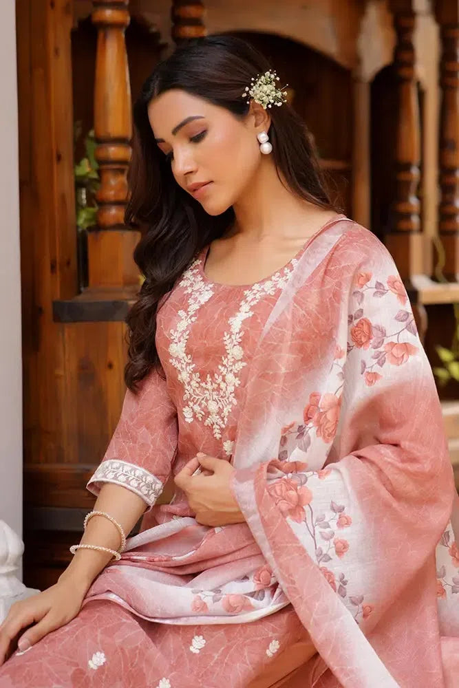 Pink Linen Kurta Set | Designer Women's Indian Kurta Sets