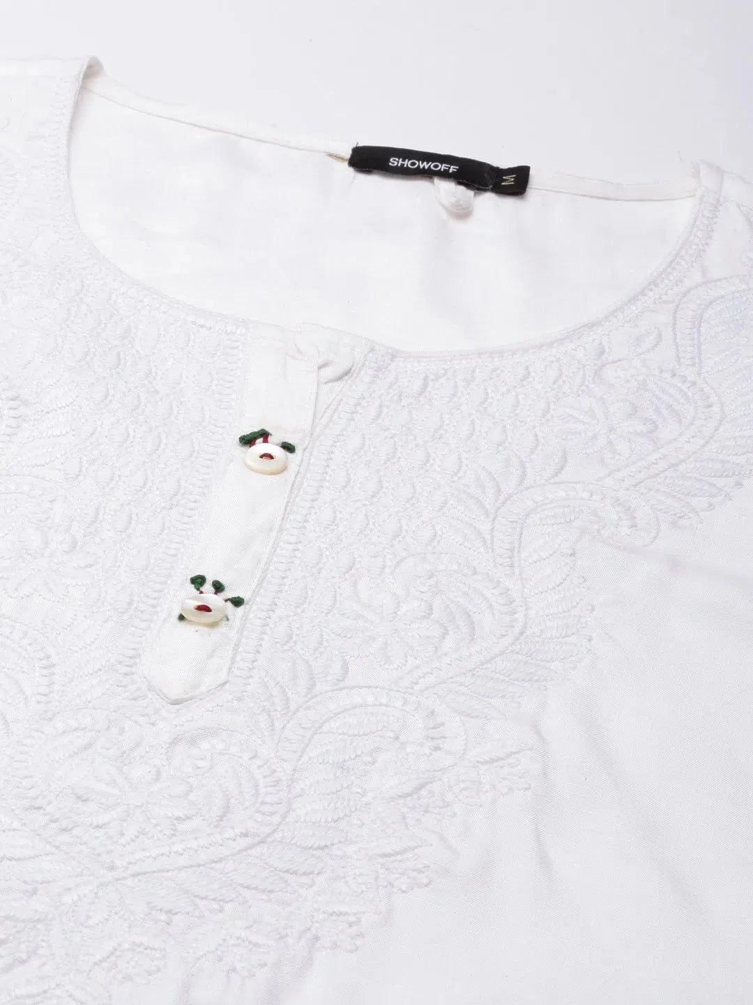 Elegant White Polyester Indian Kurta - DesiQlo Ladies Kurtas