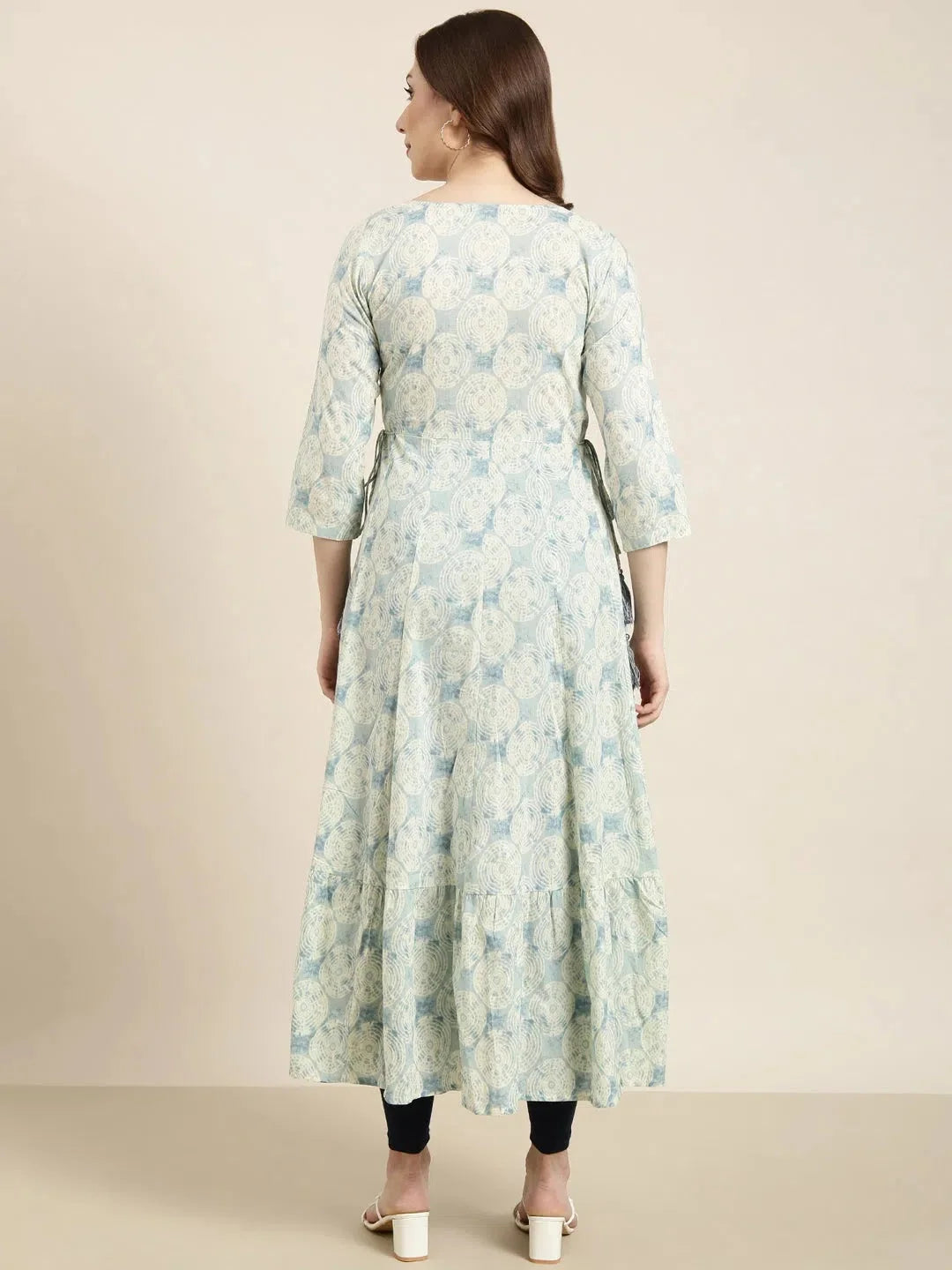 Sea Green Abstract Anarkali Kurta | Women's Anarkali Dress