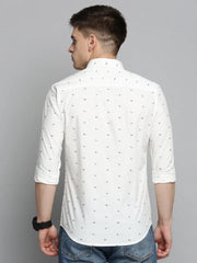 Men White Printed Casual Shirt-BENTONPRINT-4020-White