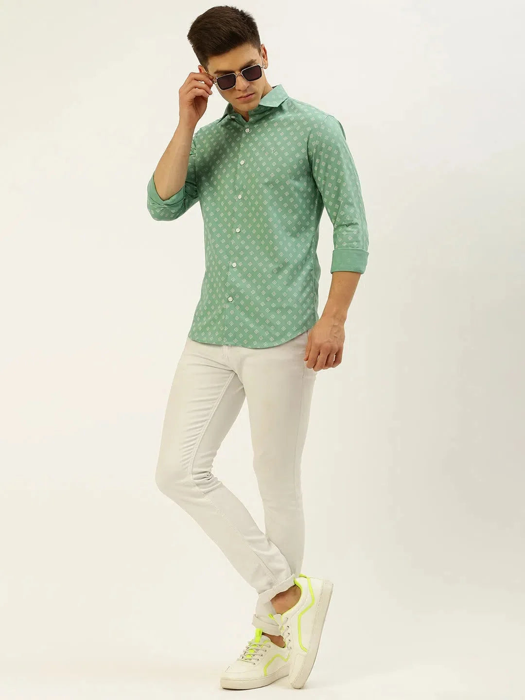 Men's Printed Cotton Shirt | Casual Mens Shirt Seagreen