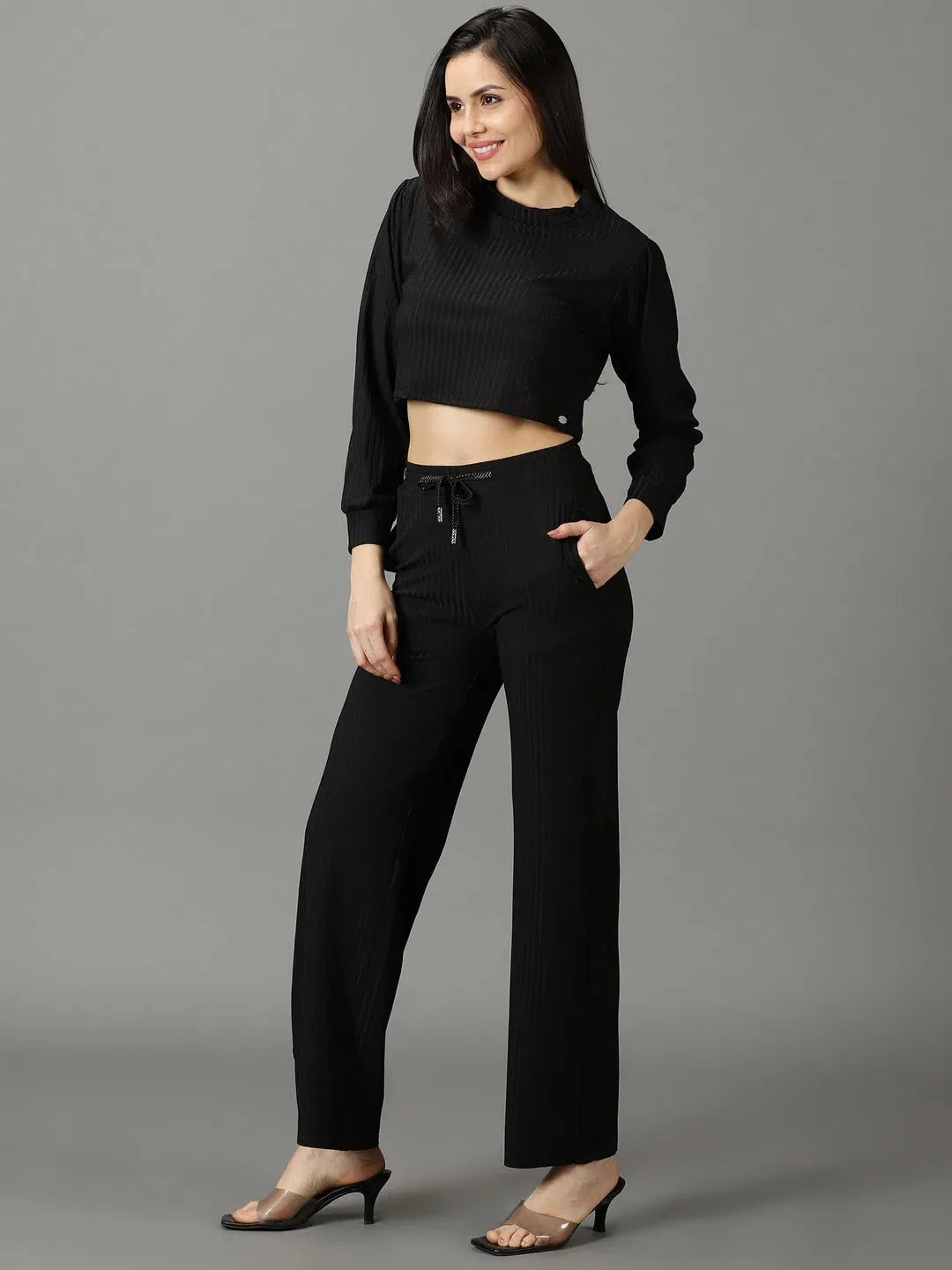 Black Solid Co ord Sets | Women's Two Piece Sets Online