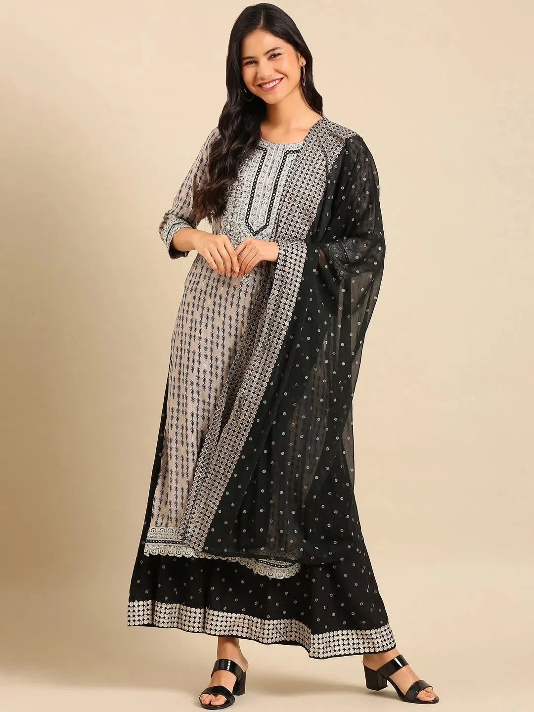 Grey Printed Women's Kurta Set | Designer Kurta Sets