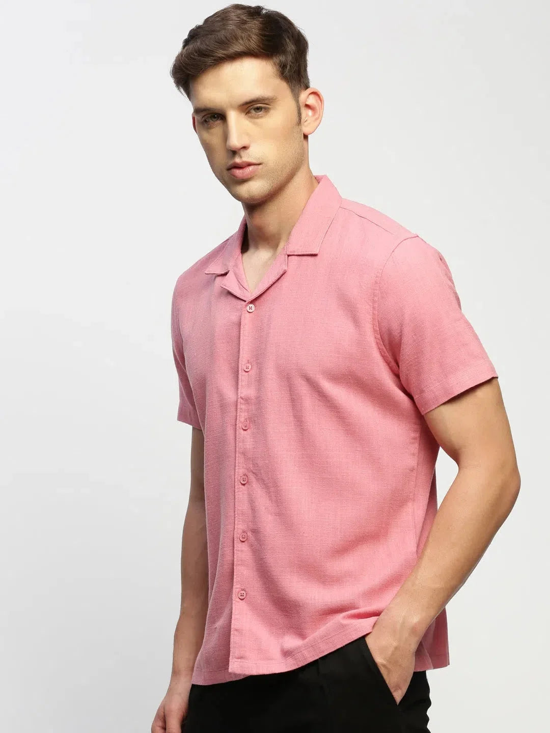 Men's Peach Solid Cotton Shirt | DesiQlo Stylish Look