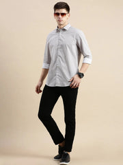 Men White Geometrical Casual Shirt-DAITON-3472-Offwhite