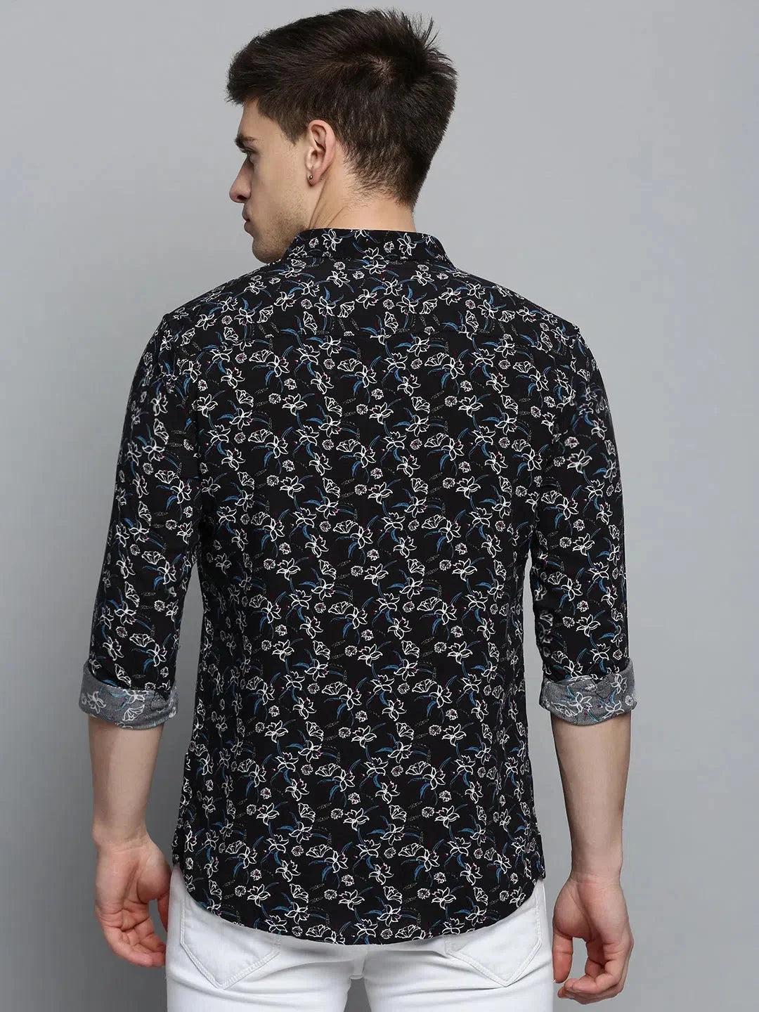 Men's Black Printed Shirt - Stylish Cotton Mens Shirt