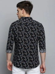 Men Black Printed Casual Shirt-ZEETAPRINT-1841-Black