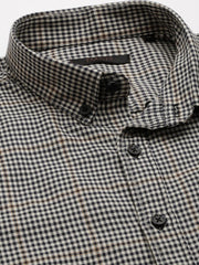 Men Beige Checked Casual Shirt-AARONCHECKS-4344-Cream