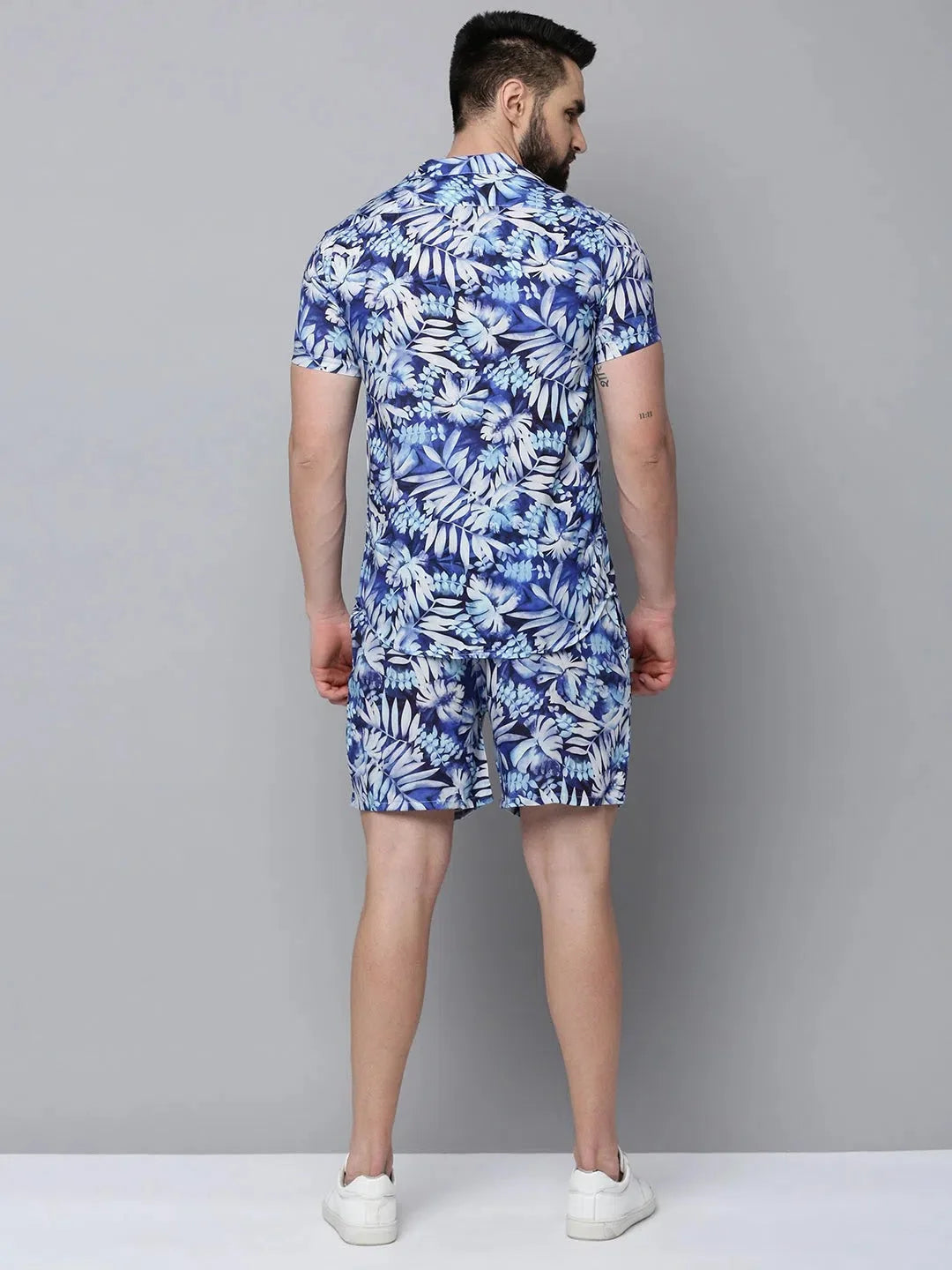 Blue Printed Cotton Casual Co Ord Sets Men | Showoff