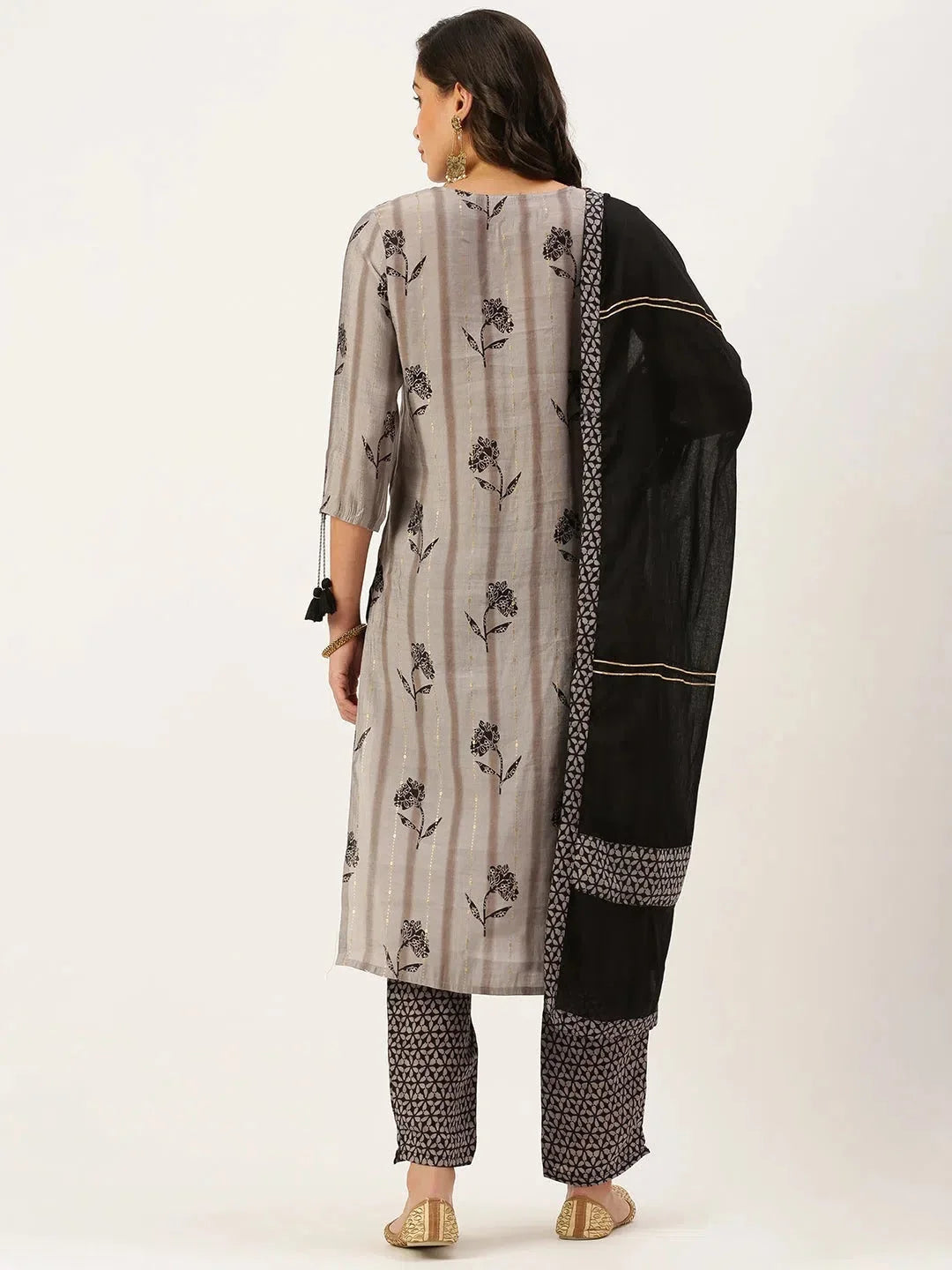 Grey Solid Cotton Women's Kurta Sets Online | Showoff