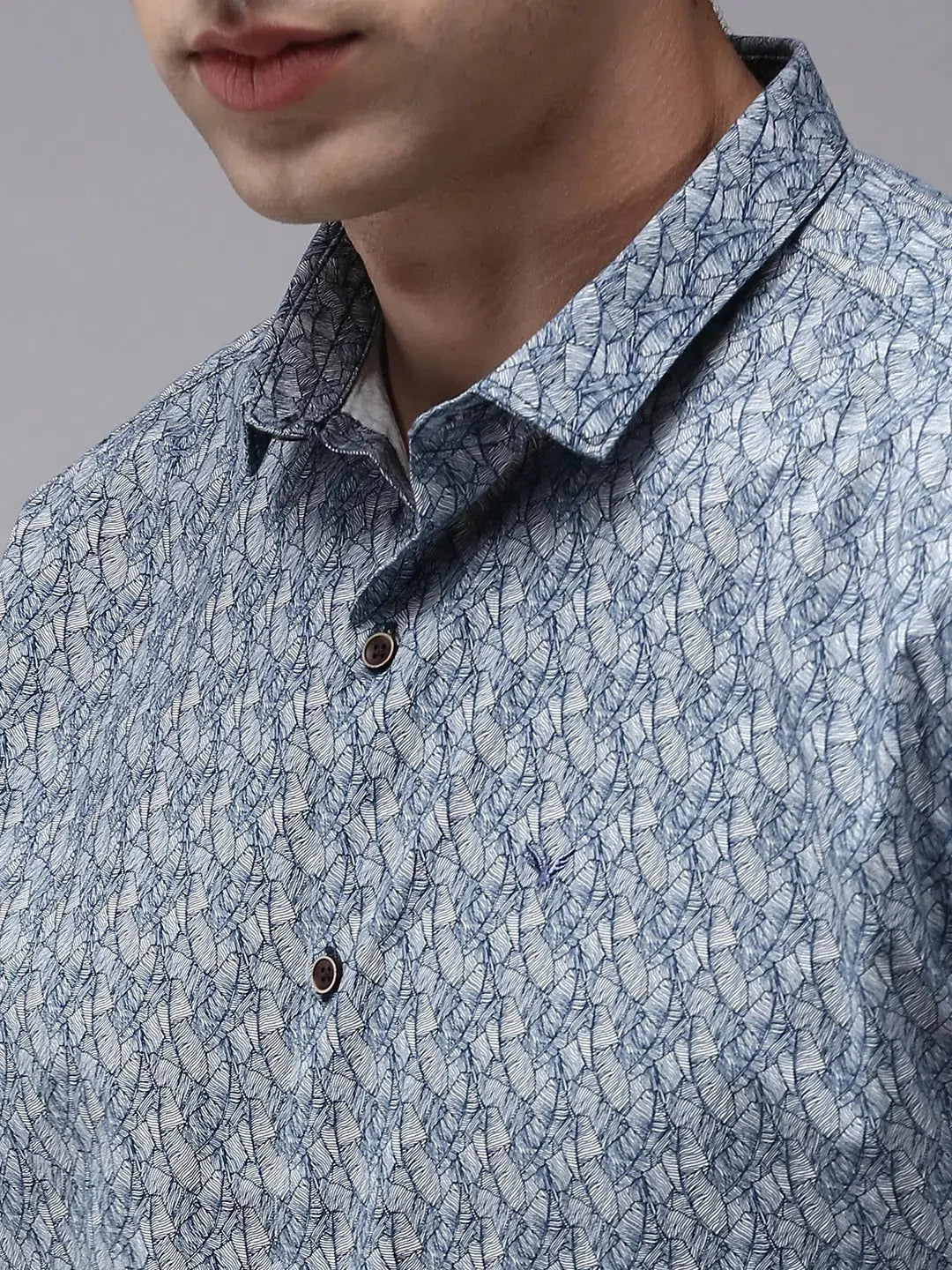 Blue Printed Cotton Mens Shirt | Modern Casual Style