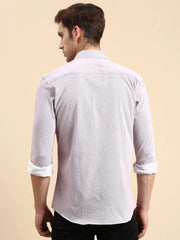 Men Mauve Striped Casual Shirt-CELLOKNITS-4976-Mauve