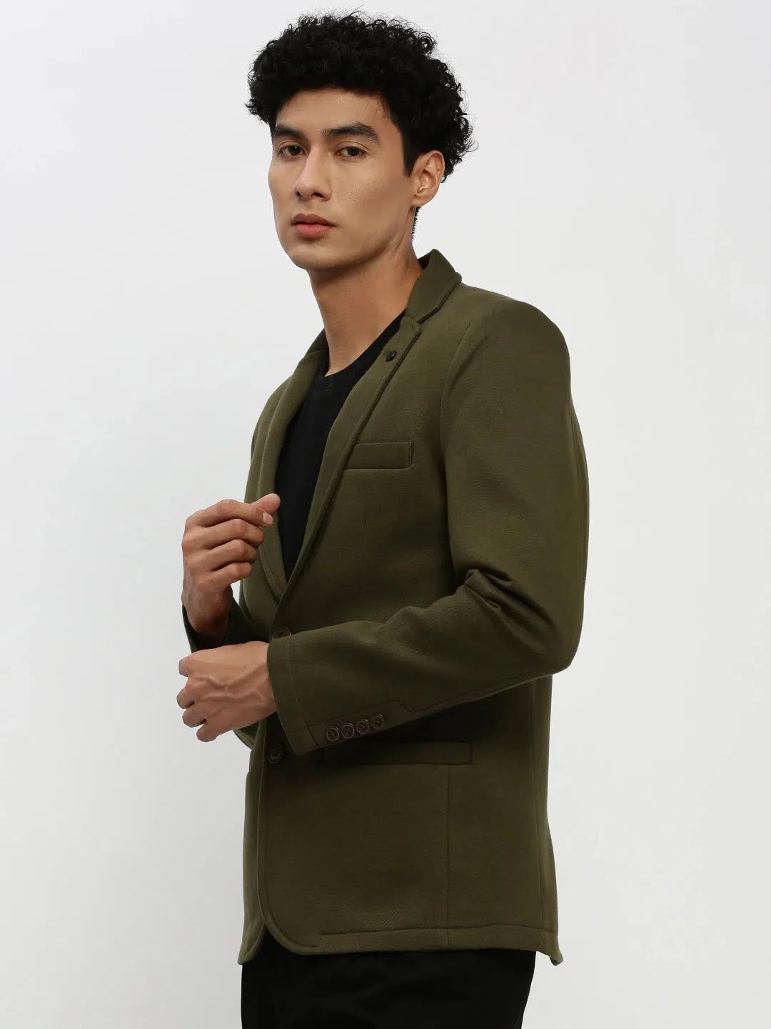 Green Solid Men's Ethnic Wear Blazer | DesiQlo