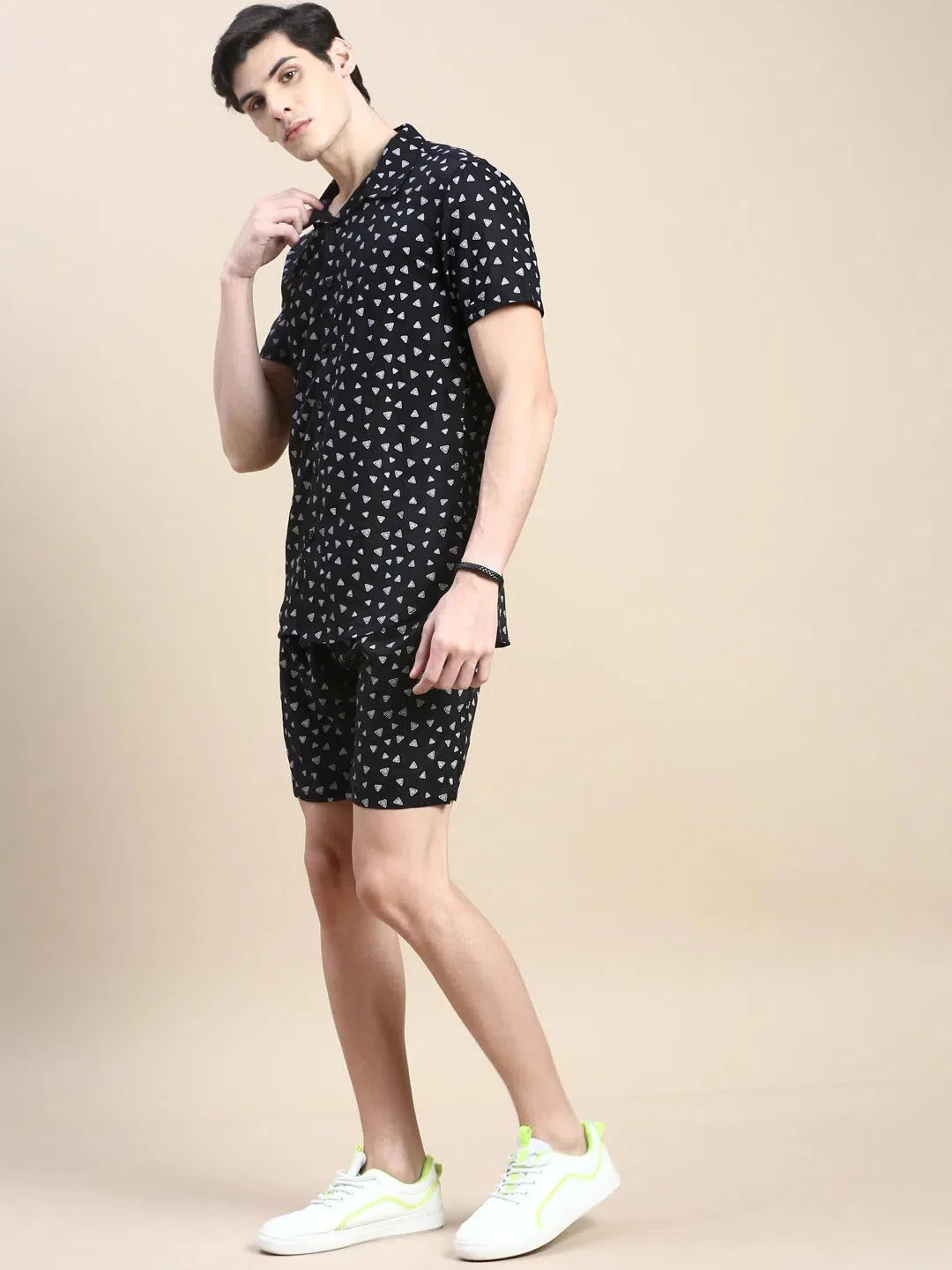 Men's Black Printed Casual Co ord Set | Stylish Two Piece Sets
