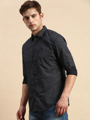 Men Black Printed Casual Shirt-STAPLEPRINTS-0454-Black