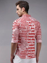Men Red Printed Casual Shirt-SPARCKPRINT-1532-Red