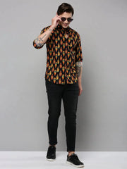 Men Black Printed Casual Shirt-ELICAPRINT-4823-Black