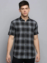 Men Grey Checked Casual Shirt-HORNCHECKS-1928-Grey