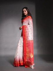 White Cotton Soft Saree With Ikkat Style-MA54BCT041400022