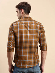 Men Yellow Checked Casual Shirt-BLAZOCHECKS-4657-Mustard