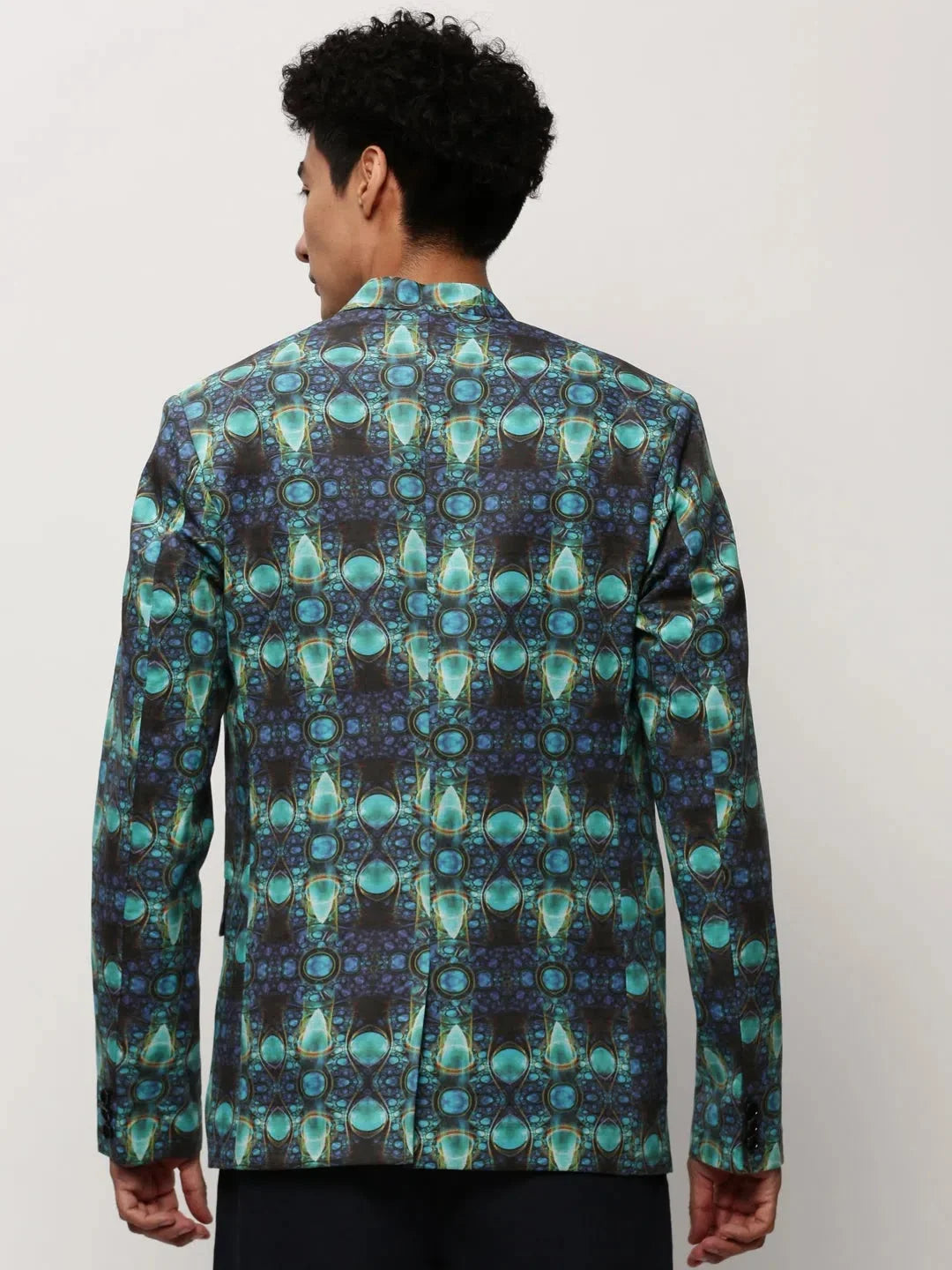 Blue Printed Casual Blazer | Men's Ethnic Nehru Jackets