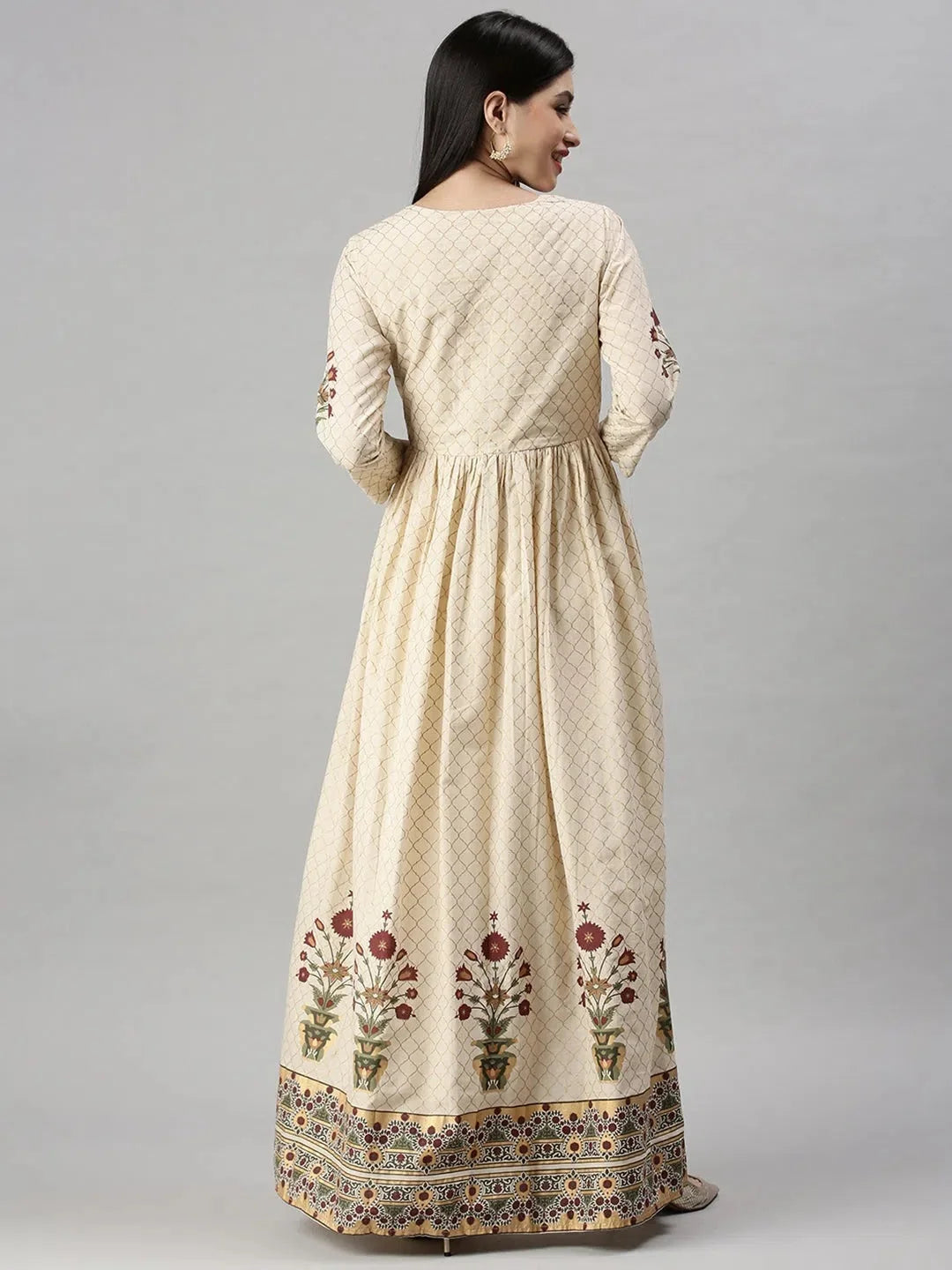 Beige Floral Anarkali Kurta | Stylish Anarkali Kurtis for Women
