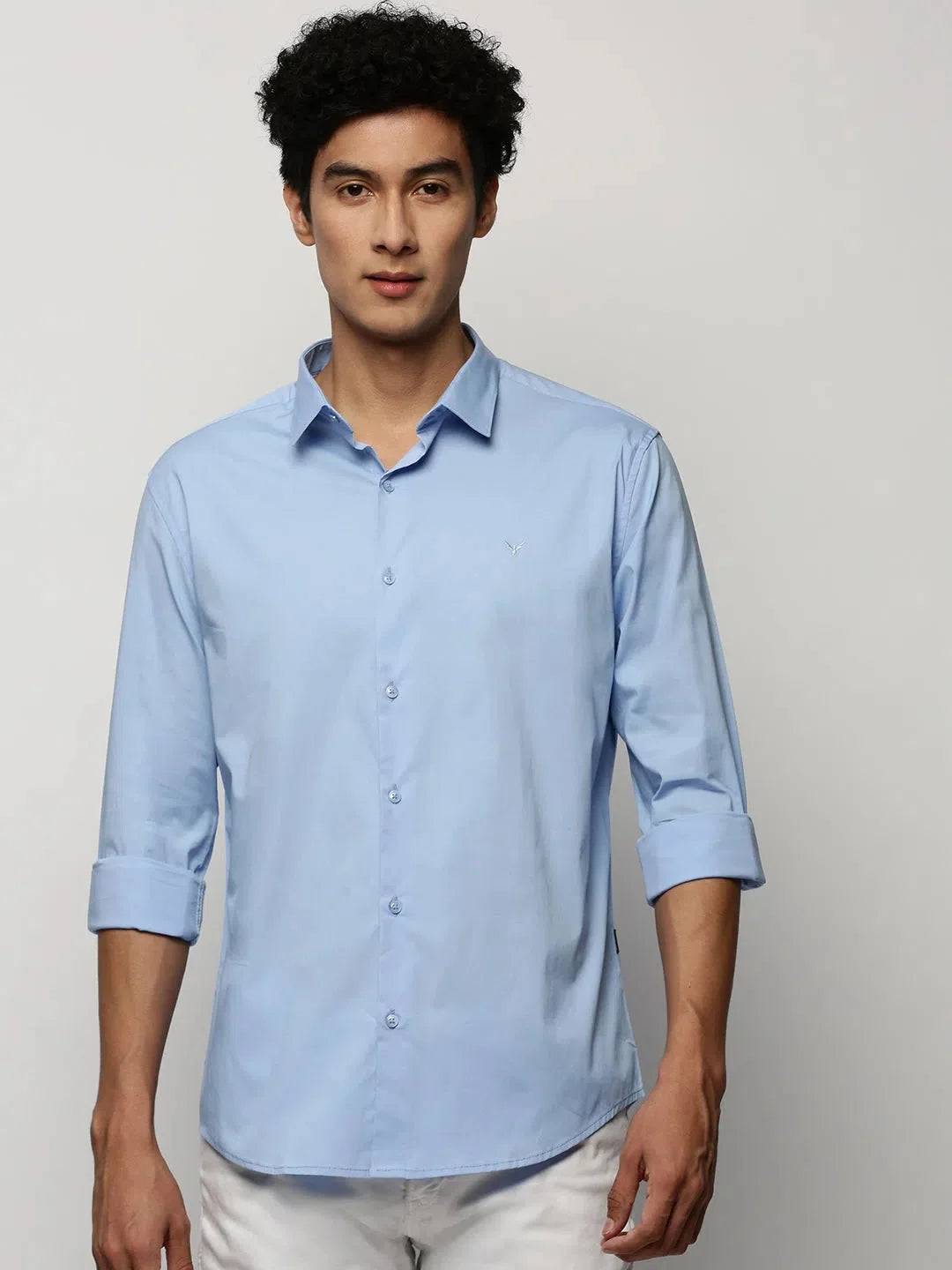 Men's Blue Solid Cotton Shirt | Casual & Formal Shirts