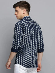 Men Navy Printed Casual Shirt-BRITANNICKPRINT-3018-Navyblue