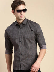 Men Grey Printed Casual Shirt-DROSHPRINT-8202-Grey
