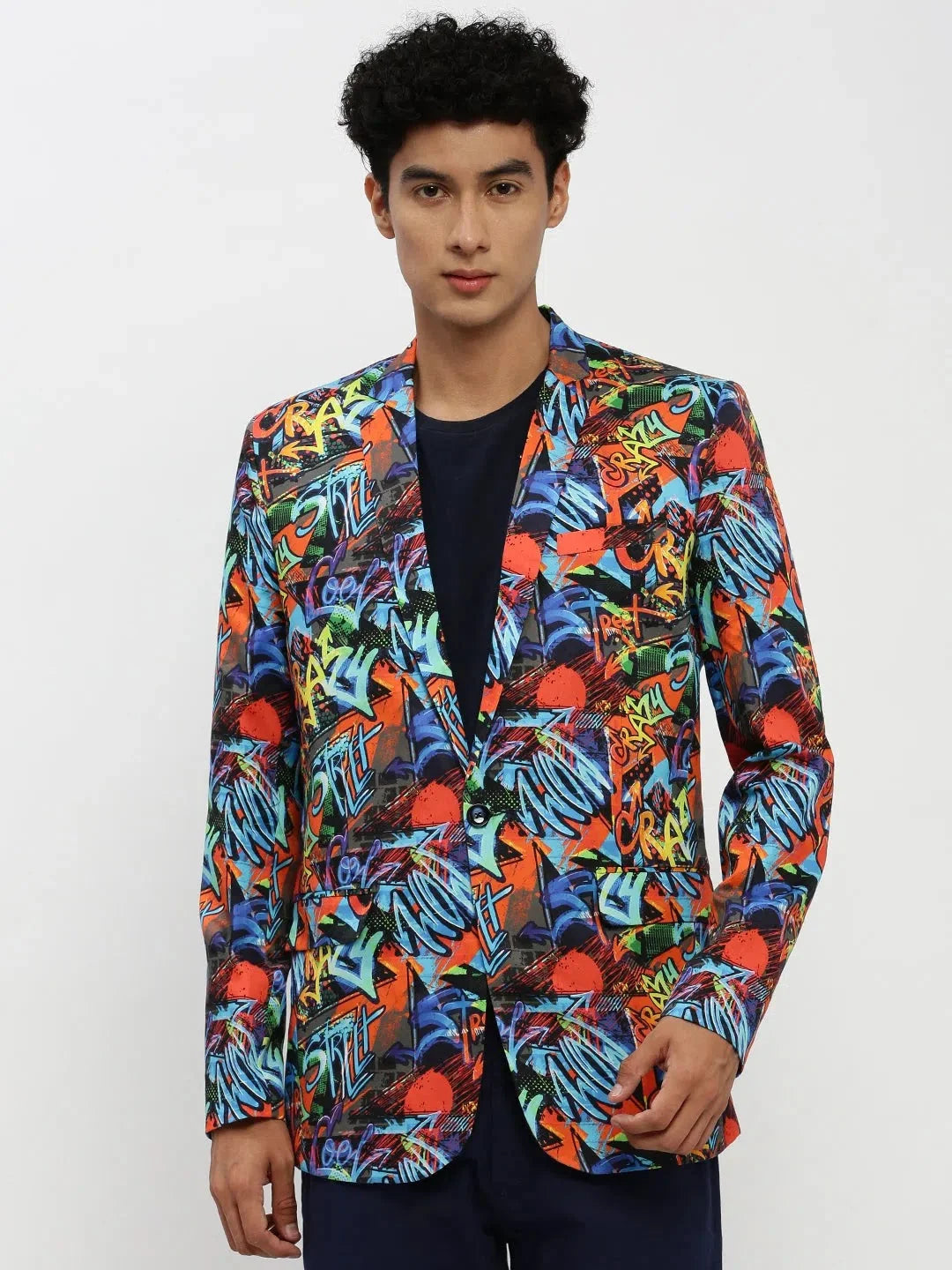Orange Printed Blazer - Men's Ethnic Wear | DesiQlo