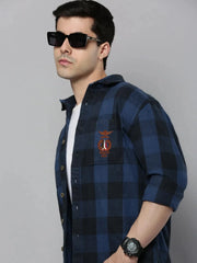 Men Blue Checked Casual Shirt-RUGGEDCHECKS-4177-Blue