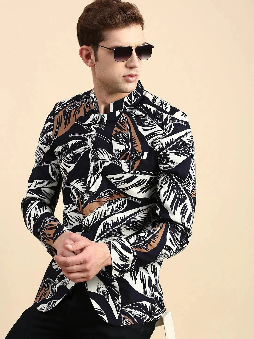 Men's Navy Printed Party Blazer | Ethnic Nehru Jackets