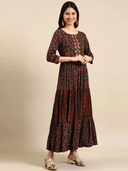 Women's Multicolour Printed Anarkali Kurta-GW-1364-Multi